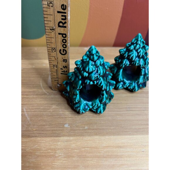 Vintage ceramic Christmas tree evergreen small dark green napkin - Picture 6 of 6